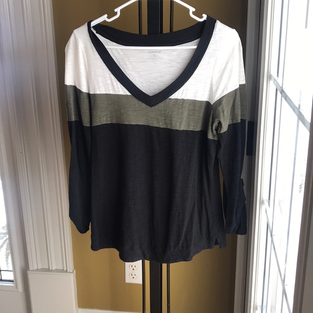 Express striped long sleeve knit top